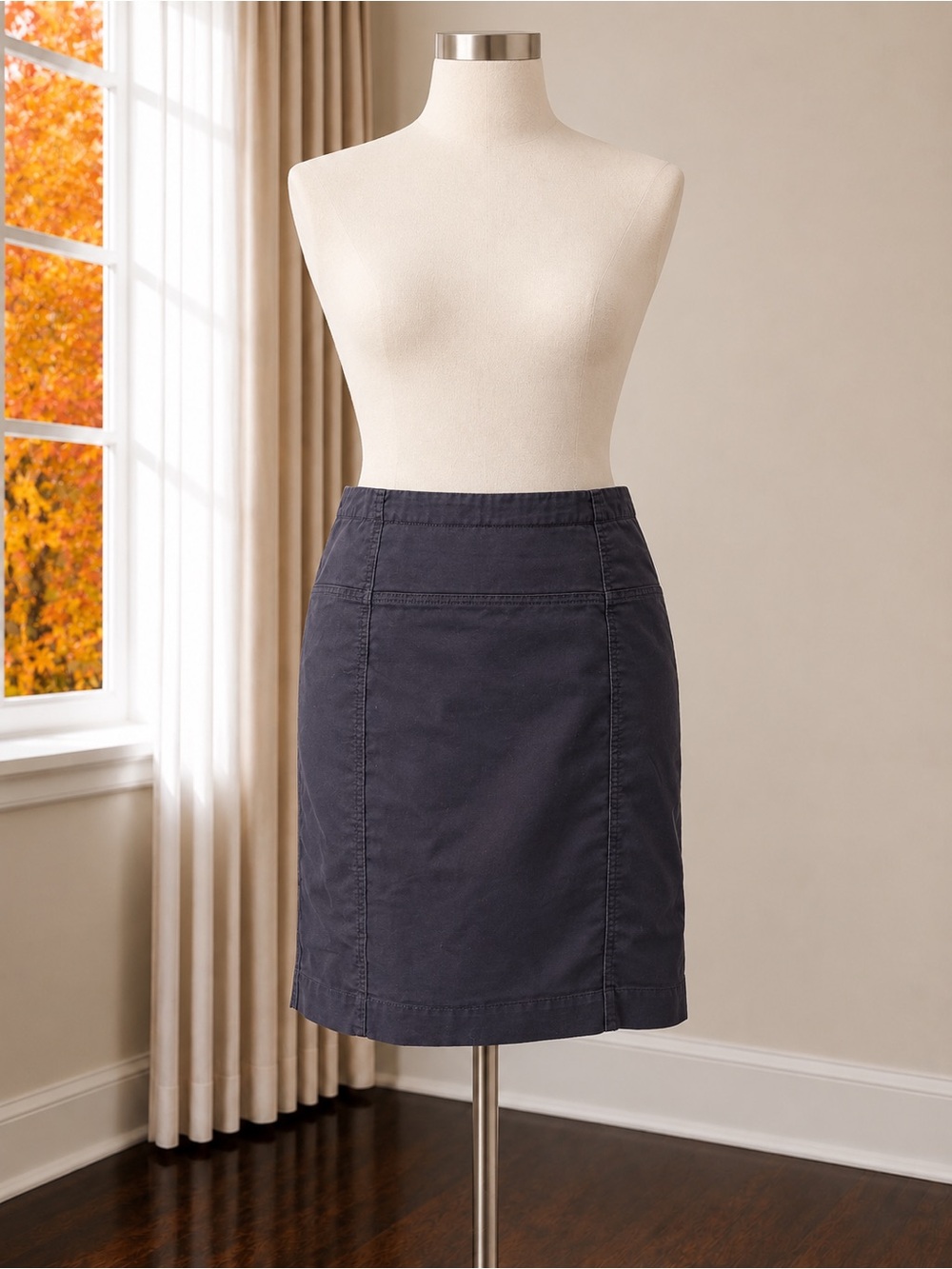 Anne Klein Navy Straight Midi Skirt
